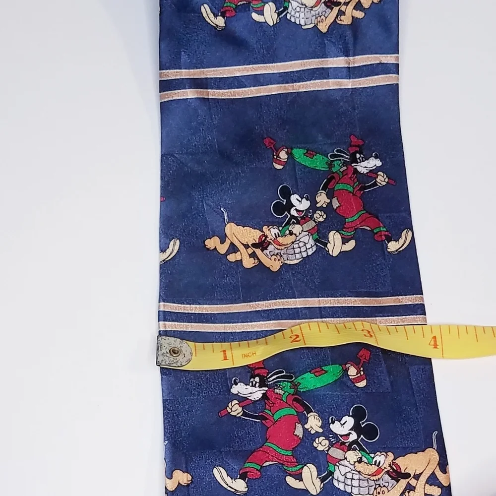 Mickey & Co Men's Tie Christmas Blue 100% Silk Holiday Mouse Disney